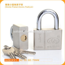 New Arrival Nickle Plated Square Iron padlock with Atom keys